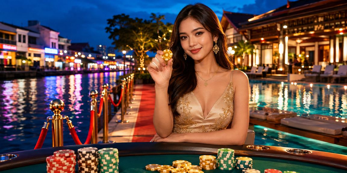 Suasana meja kasino gaya Malacca untuk permainan roulette langsung di spbo1